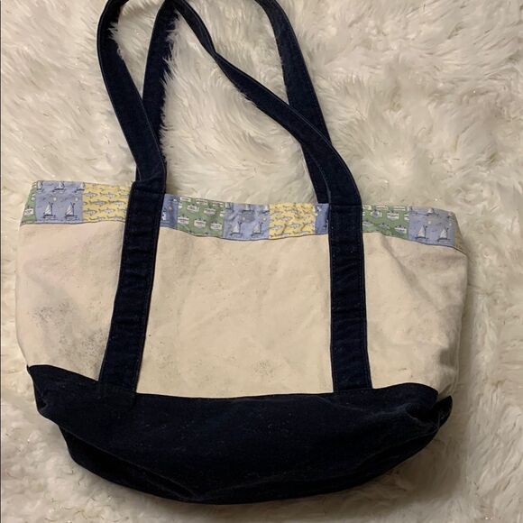 Vineyard Vines Blue and Cream Tote Bag with Durable Canvas - Picture 2 of 11